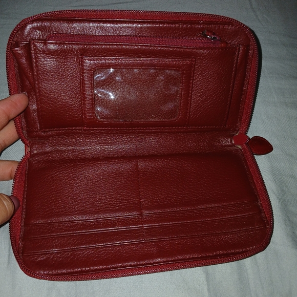 Brighton Red Heart Leather Zippered Wallet - Picture 3 of 6
